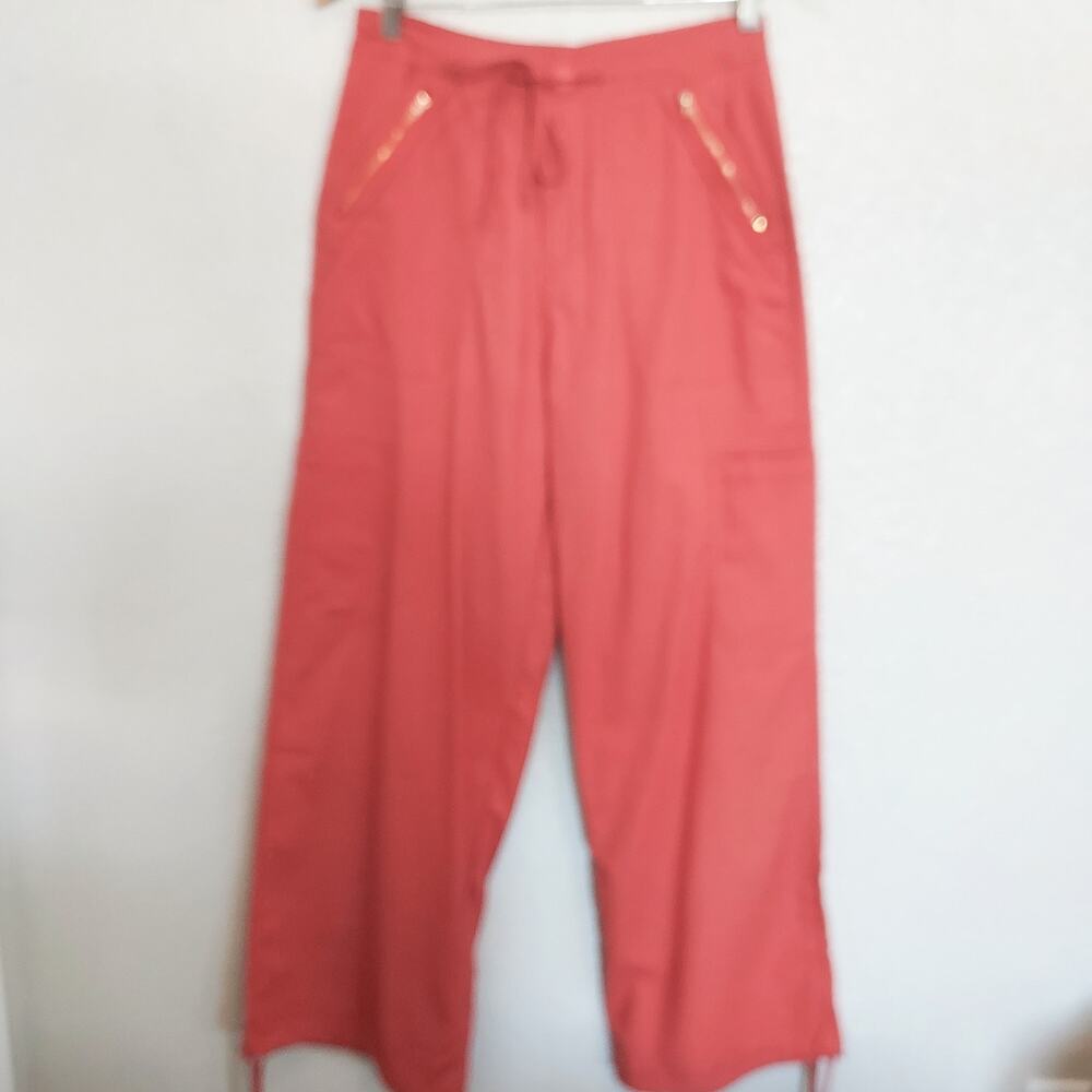 Coral Red Orange Wide Leg Casual Pants Size Small